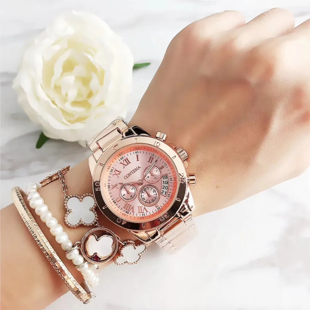 CONTENA Top Brand Luxury Watches for Women Fashion Creative Steel Bracelet Women's Watches Ladies Quartz Watch Reloj Mujer