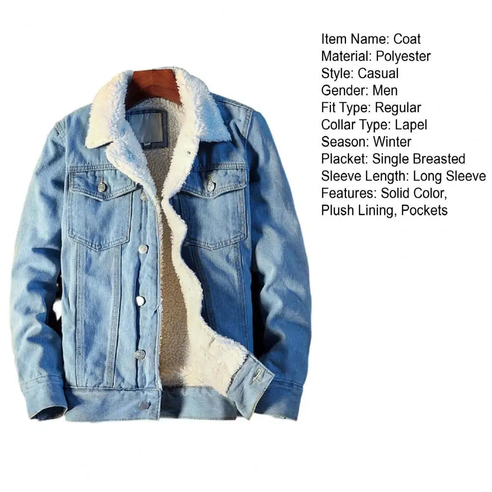 Chaqueta de mezclilla gruesa para hombre, abrigo de terciopelo, Parkas de piel, forro polar interior, invierno y otoño