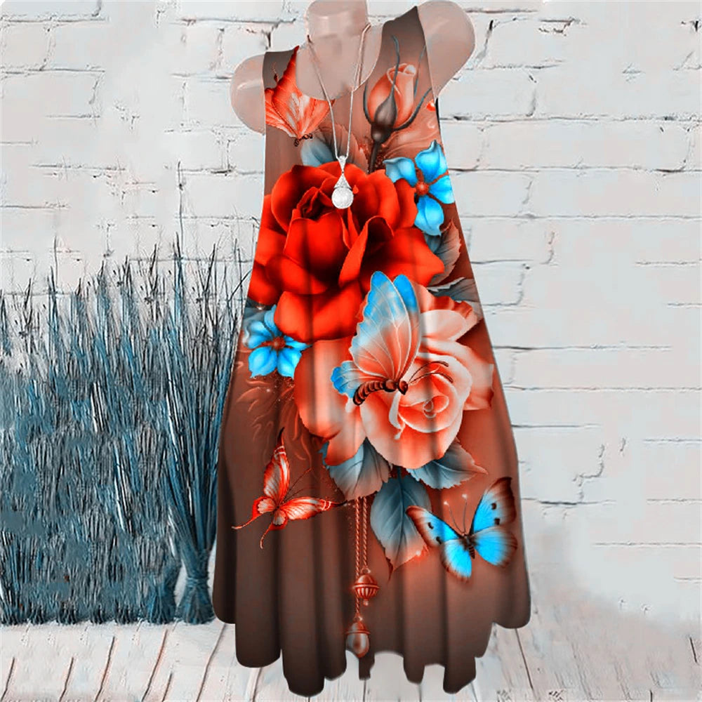 Vestidos Mini de Mujer con Estampado Tie-Dye, Vestidos de Verano sin Mangas con Estampado 3D, Estilo Vintage, Vestido Casual para Damas, Talla Grande 3XL