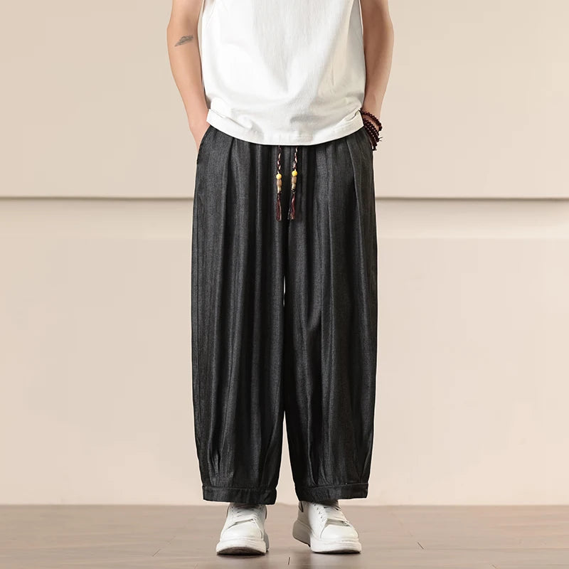 Pantalones Anchos Holgados de Hombre Estilo Chino para Primavera 2026, Pantalones Harem Casuales de Nueve Puntos para Hombre, Joggers Hip Hop de Otoño