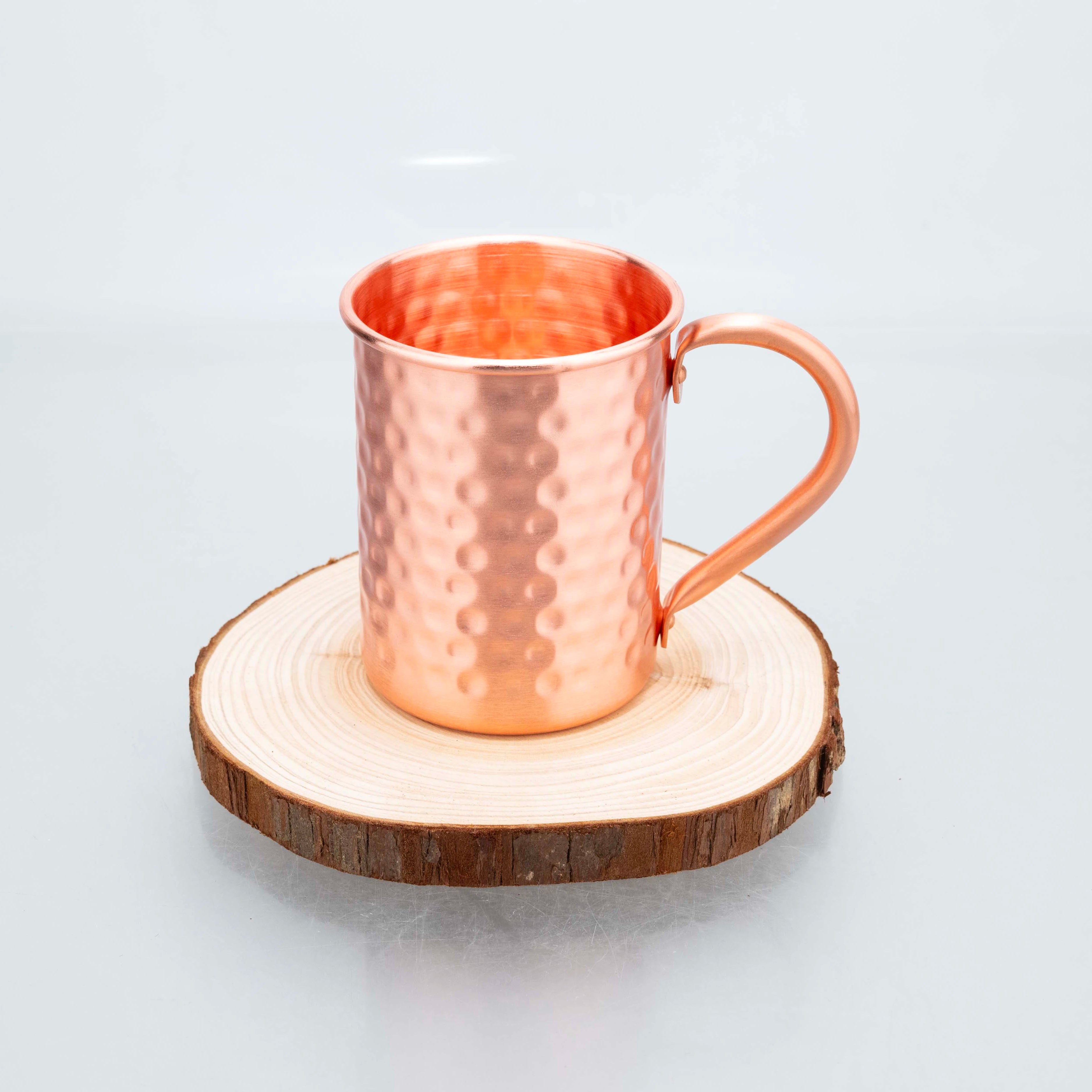 Taza de cobre puro Vintage de 400ml, textura de martillo engrosada, taza de café con leche para desayuno de cobre 100%, vaso de té hecho a mano