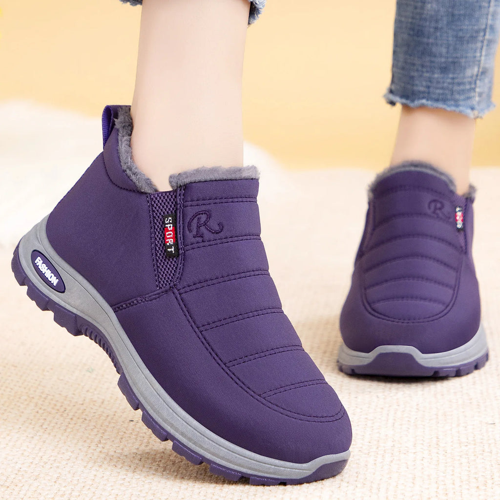 Botas de algodón de talla grande para mujer, botas de algodón cálidas y resistentes al frío, botas de nieve altas con forro polar grueso