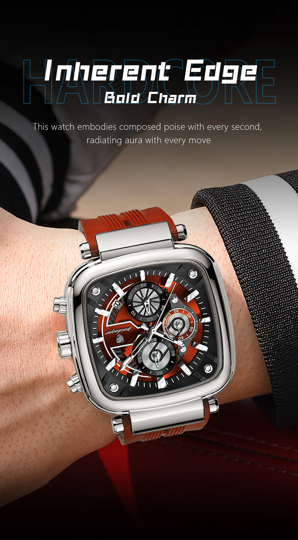 POEDAGAR Luxury Watch For Men Calendar Luminous Waterproof Man Clock Male Chronograph Silicone Sports Men's Quartz Watches Reloj