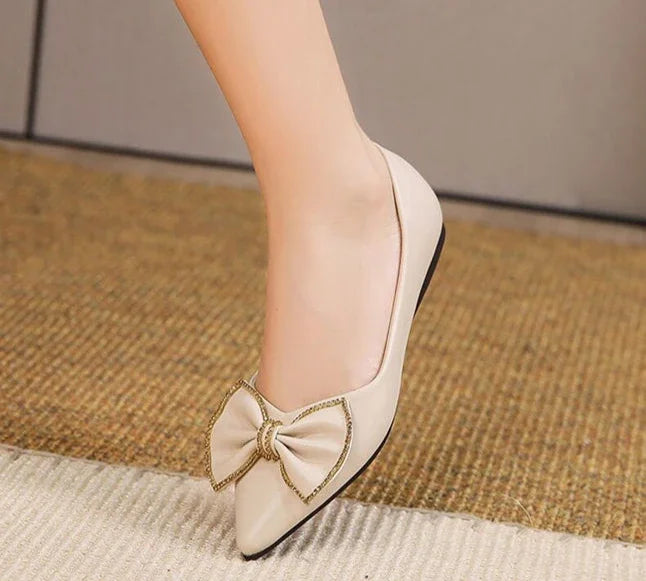 Zapatos planos con punta puntiaguda y lazo para mujer, calzado de oficina con tacón en promoción, estilo coreano, Popular, para vacaciones, Social, calzado para mujer joven