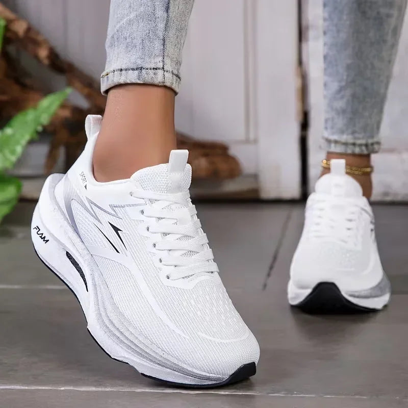 Zapatillas Deportivas para Mujer 2026, Transpirables, de Malla Tejida, Cómodas, Planas, con Cordones, Modernas, Casuales, para Correr al Aire Libre