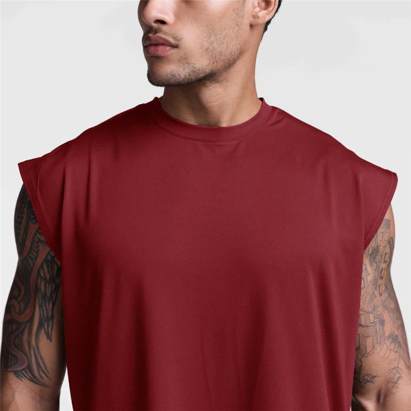 Chaleco de gimnasio de malla de verano para hombre, camiseta sin mangas deportiva holgada de secado rápido para ejercicio físico, camiseta sin mangas para culturismo