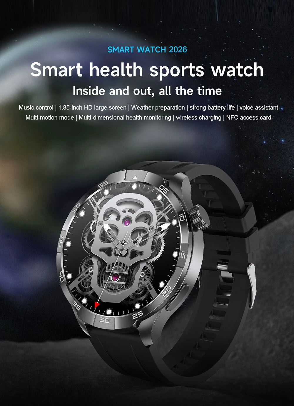 Smartwatch Deportivo con GPS y Brújula – AMOLED 1.85", NFC, IP68, Bluetooth 5.3, 14 Días de Batería