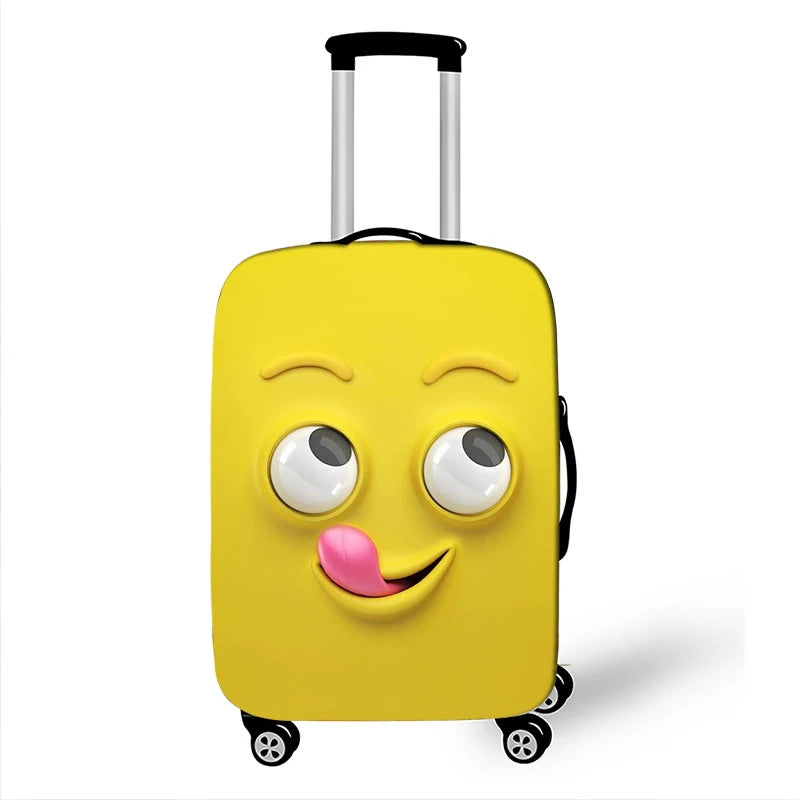 Funda antipolvo para maleta de viaje con expresión divertida, funda protectora para equipaje para cubierta de carrito de 18-32 pulgadas, accesorios de viaje