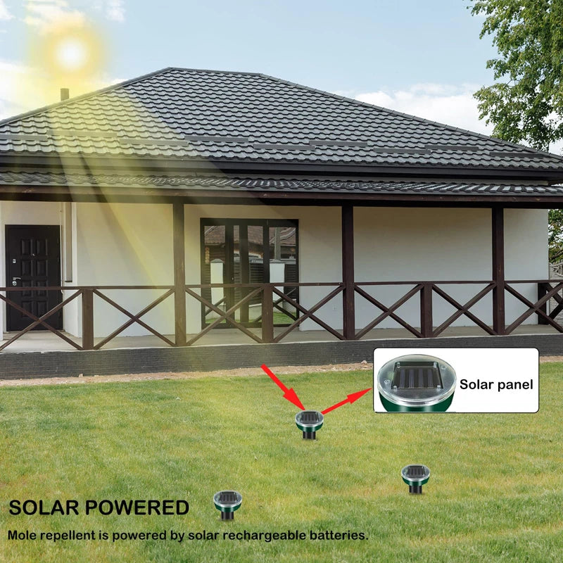 Ahuyentador Solar Ultrasónico de Roedores y Topos – IP44, LED, Pack x4