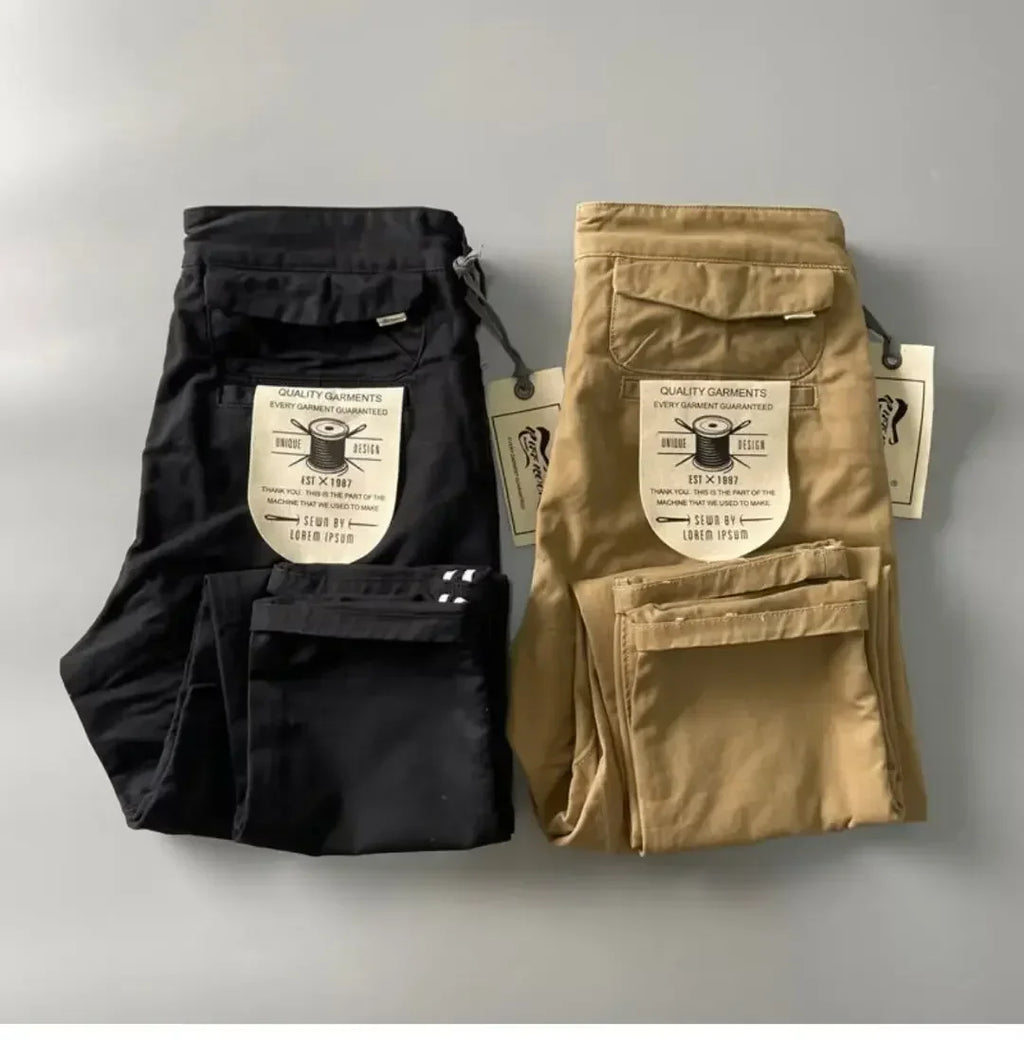 Pantalones Cargo resistentes de algodón puro de estilo americano para hombres, calzado informal de pierna recta holgada antisuciedad y antidesgaste