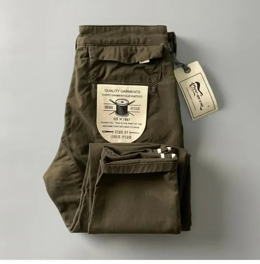 Pantalones Cargo resistentes de algodón puro de estilo americano para hombres, calzado informal de pierna recta holgada antisuciedad y antidesgaste