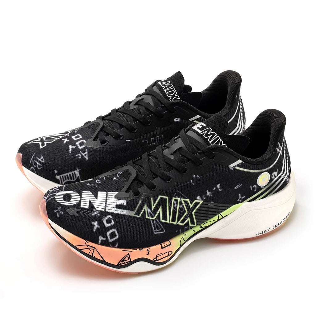 ONEMIX Zapatillas de Running y Entrenamiento con Placa de Carbono de Nylon para Hombre, Amortiguación Completa, Zapatillas Deportivas con Placa de Carbono para Caminar