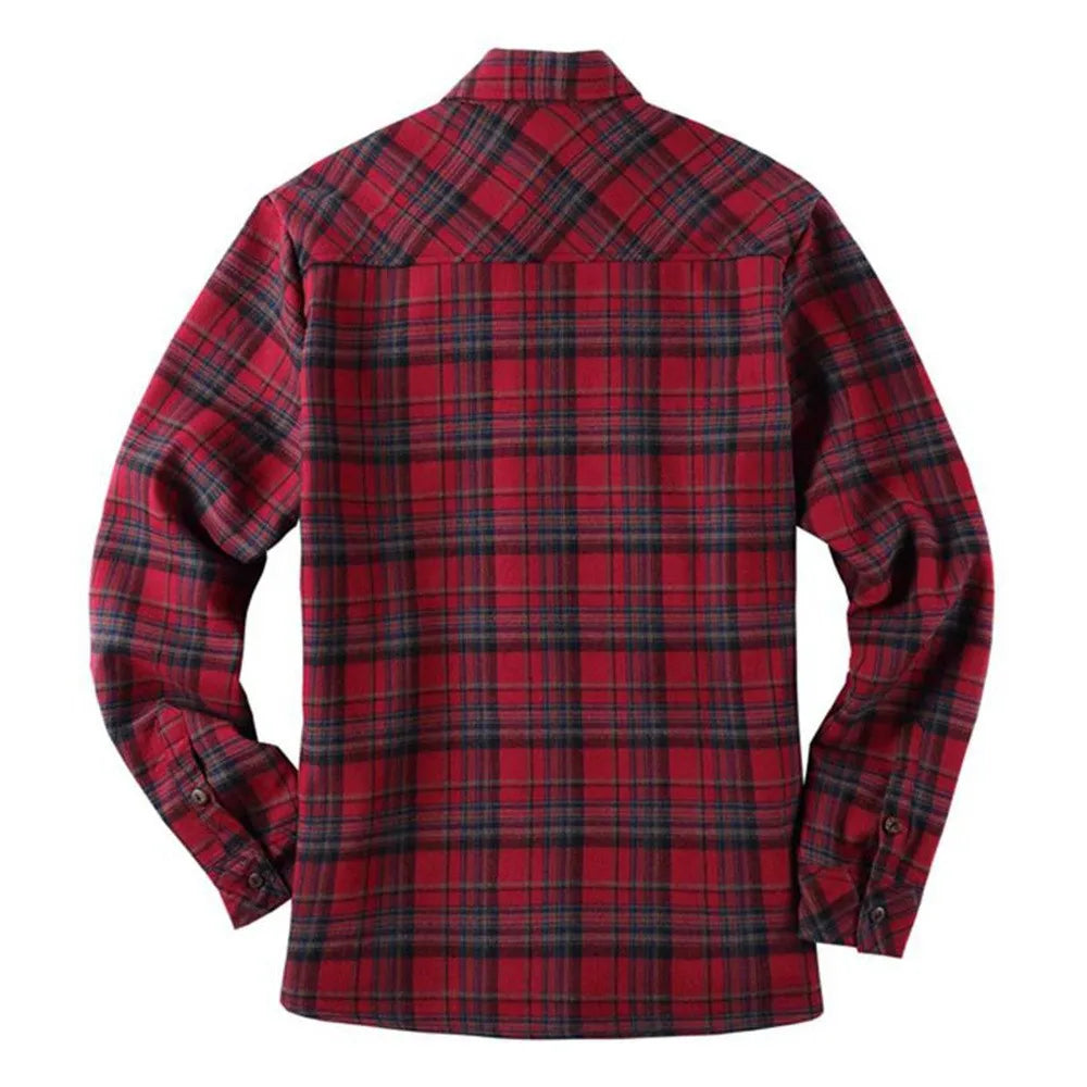 New2026 Chaqueta de lana a cuadros para hombre, Otoño Invierno, cuello vuelto, botón, camisa gruesa, chaqueta para hombre, chaqueta informal, camisas