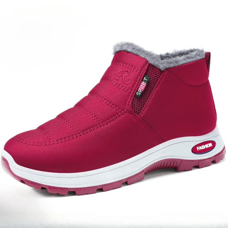 Botas de algodón de talla grande para mujer, botas de algodón cálidas y resistentes al frío, botas de nieve altas con forro polar grueso