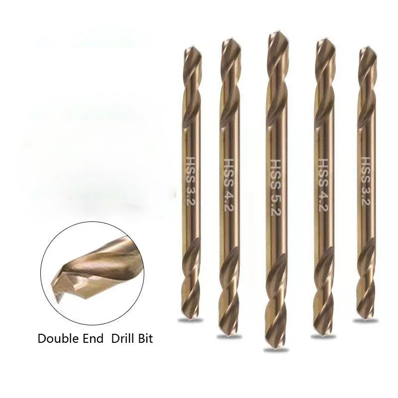 Juego de brocas de doble cabezal HSS, broca helicoidal ultradura de cobalto de doble filo para pozo de acero inoxidable de Metal con caja, 10 Uds.