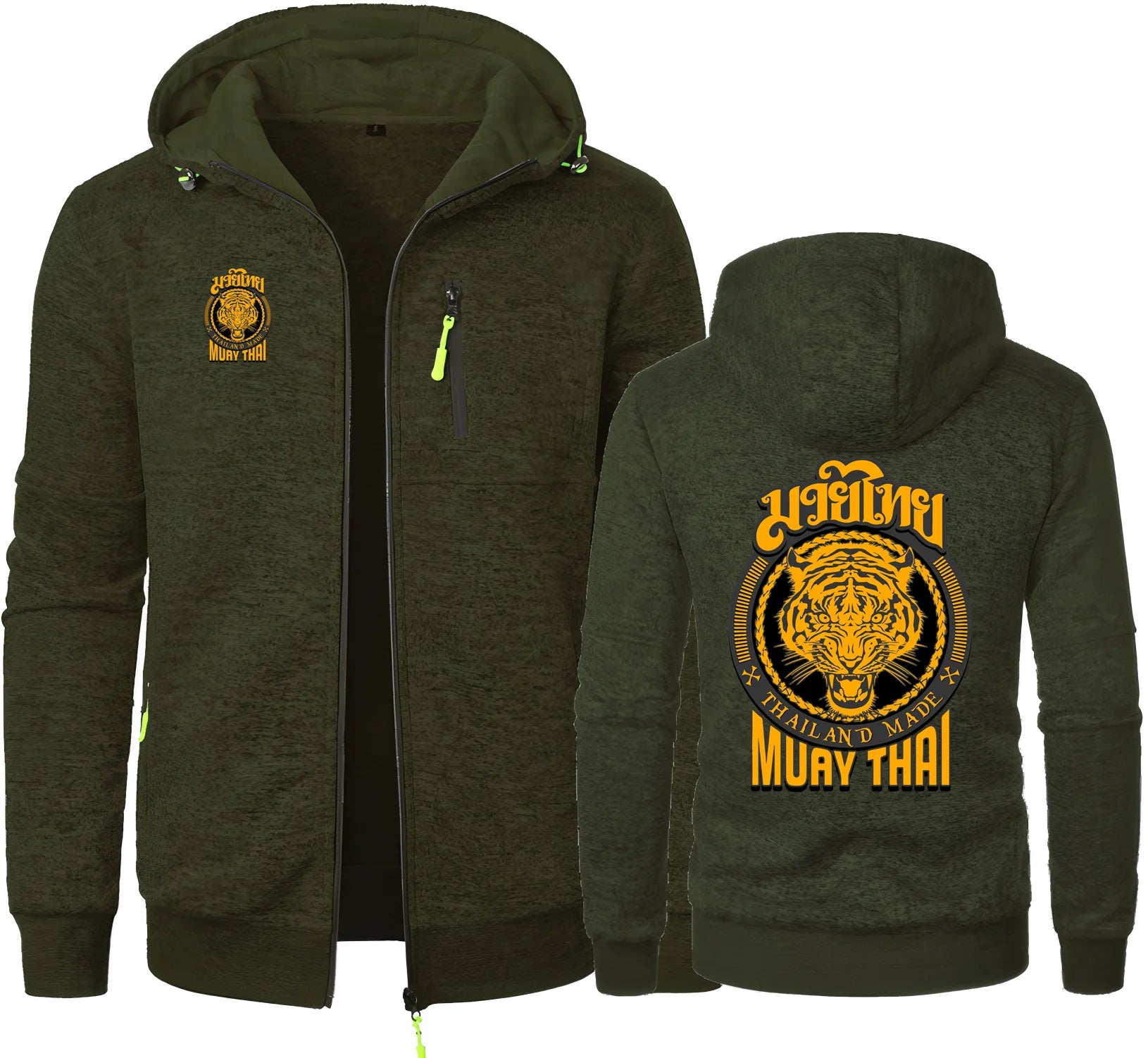 MMA Muay Thai Tiger hombres sudaderas con capucha Tailandia lucha definitiva marcial Zip Jacquard Sudadera con capucha polar Ufcs Sudadera con capucha