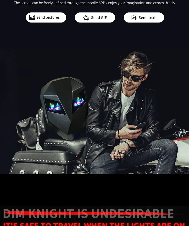 Mochila Para motocicleta Para hombre y mujer, aplicación de ojos Led, Control por Bluetooth, Editor DIY, portátil de 14 pulgadas, Mochilas Para Motocicletas, mochila F1