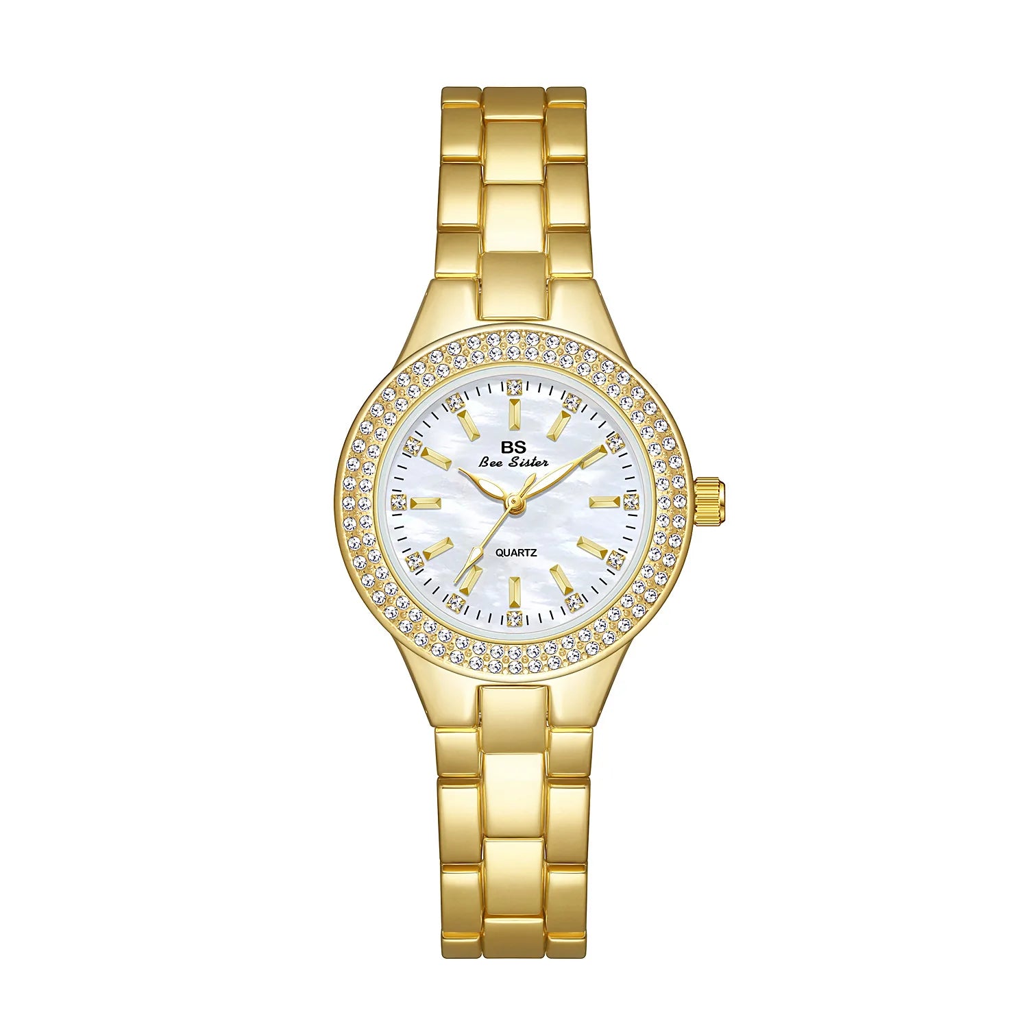 Reloj BS para mujer Beimu Face clásico ligero marca de lujo temperamento pulsera de Metal resistente al agua relojes de cuarzo de moda para mujer
