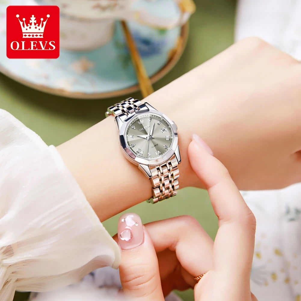 Reloj de Pulsera OLEVS 9931 para Mujer, Elegante, de Primera Marca, con Espejo en Forma de Rombo, Cuarzo Original, Diamantes, Acero Inoxidable, a la Moda, Resistente al Agua