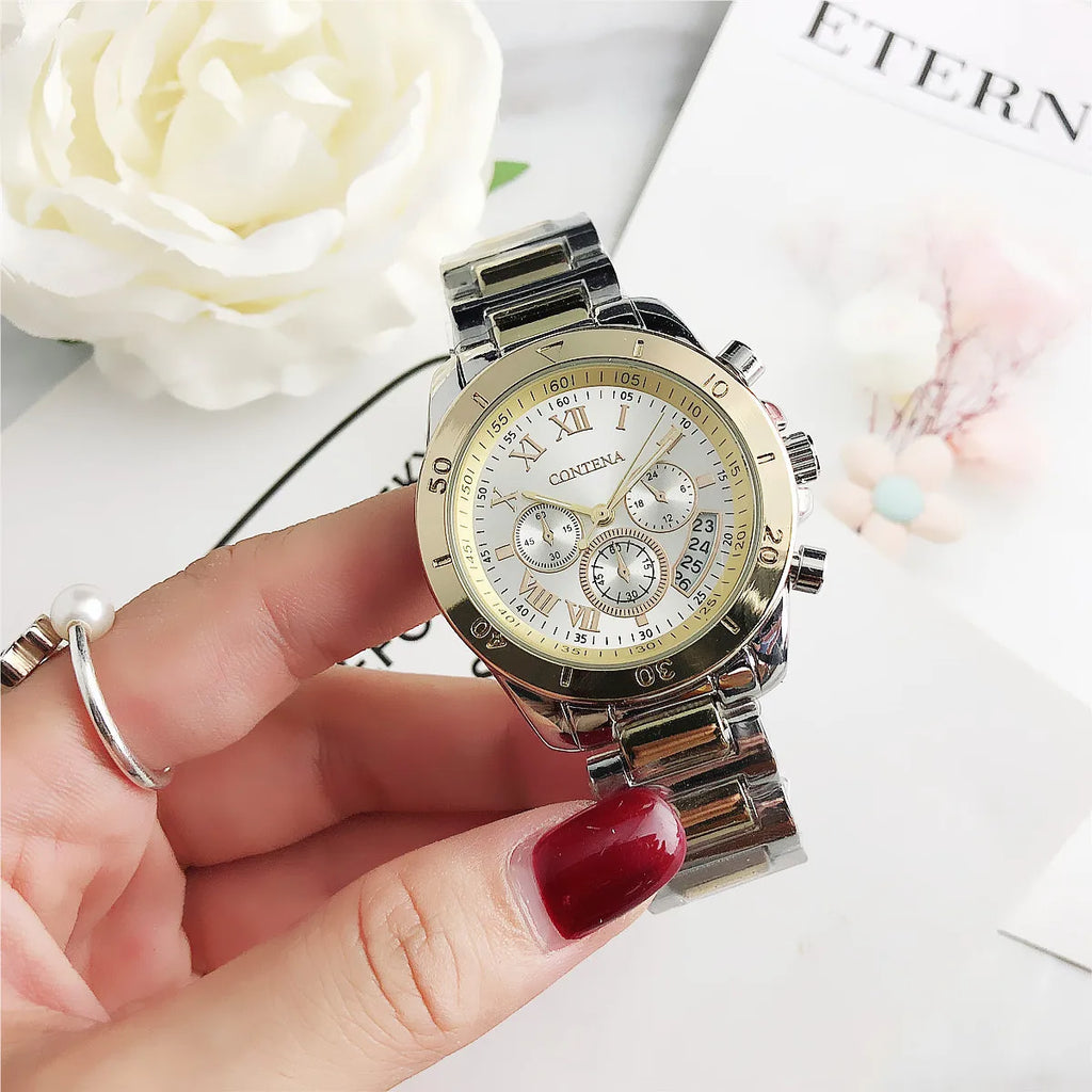 CONTENA, relojes de lujo de la mejor marca para Mujer, pulsera de acero creativa a la moda, relojes para Mujer, Reloj de cuarzo para Mujer, Reloj para Mujer