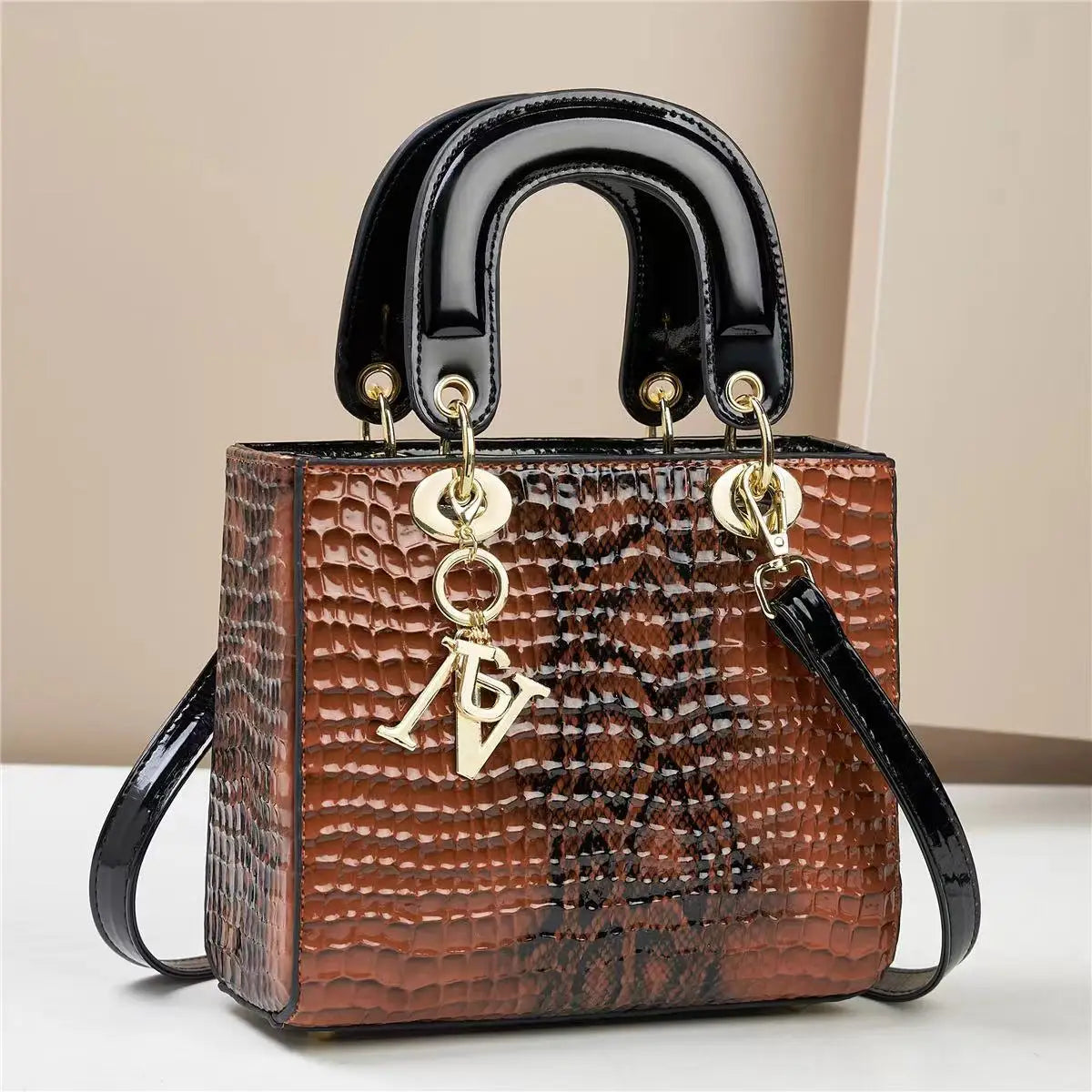 Bolso de hombro para mujer, bolsos de diseñador de lujo para mujer, bandoleras cruzadas de cuero brillante, bolsos con asa superior, bolso de tendencia para mujer