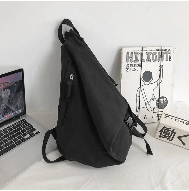 Mochila de lona de estilo japonés informal y a la moda para estudiantes de secundaria y universitarios mochila para mujeres 가mochilas masculinas