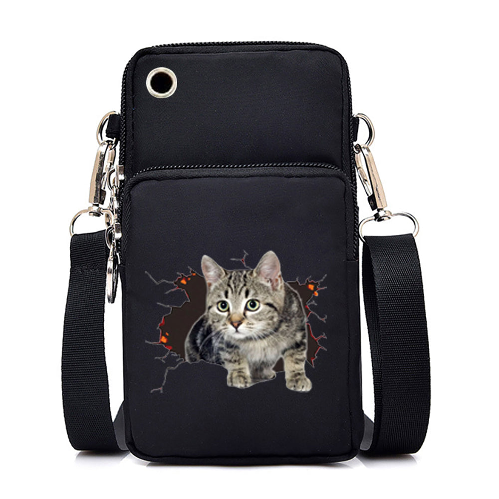 Bolsos cruzados pequeños con gráficos de gato para mujer, Mini bolso para teléfono móvil con animales Harajuku, bandolera para adolescentes, bolsos y bolsos para mujer