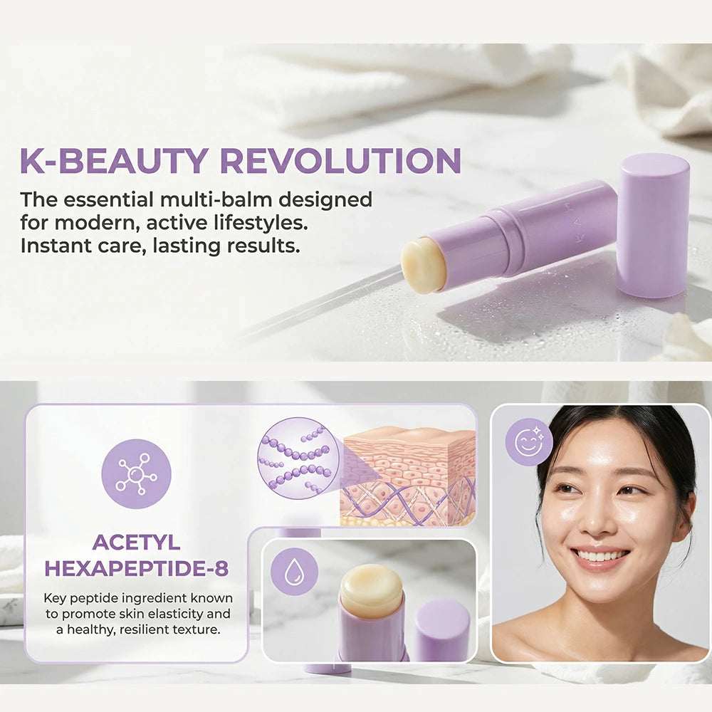 KAHI Bálsamo en Barra para Ojos con Acetil Hexapéptido 8, Reducción de Ojeras y Arrugas, Cuidado Anti-Hinchazón, Masajeador con Cabeza Metálica, Cuidado Facial Coreano
