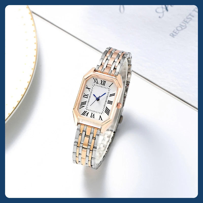 Nuevo Reloj de Pulsera de Cuarzo con Correa de Acero de Aleación a la Moda para Mujer