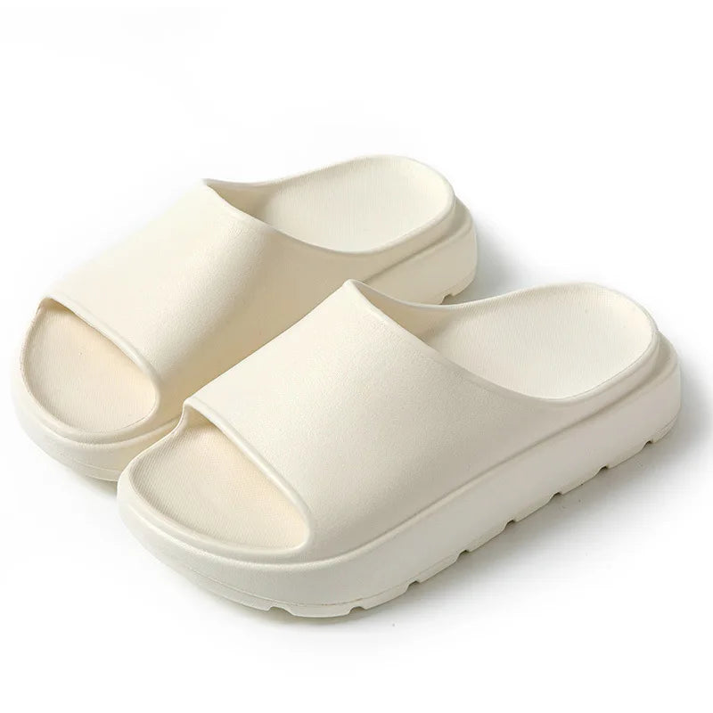 Comwarm, zapatillas de plataforma para mujer, sandalias suaves de suela gruesa de EVA, zapatillas de tacón plano de fondo alto a la moda, chanclas informales antideslizantes para casa