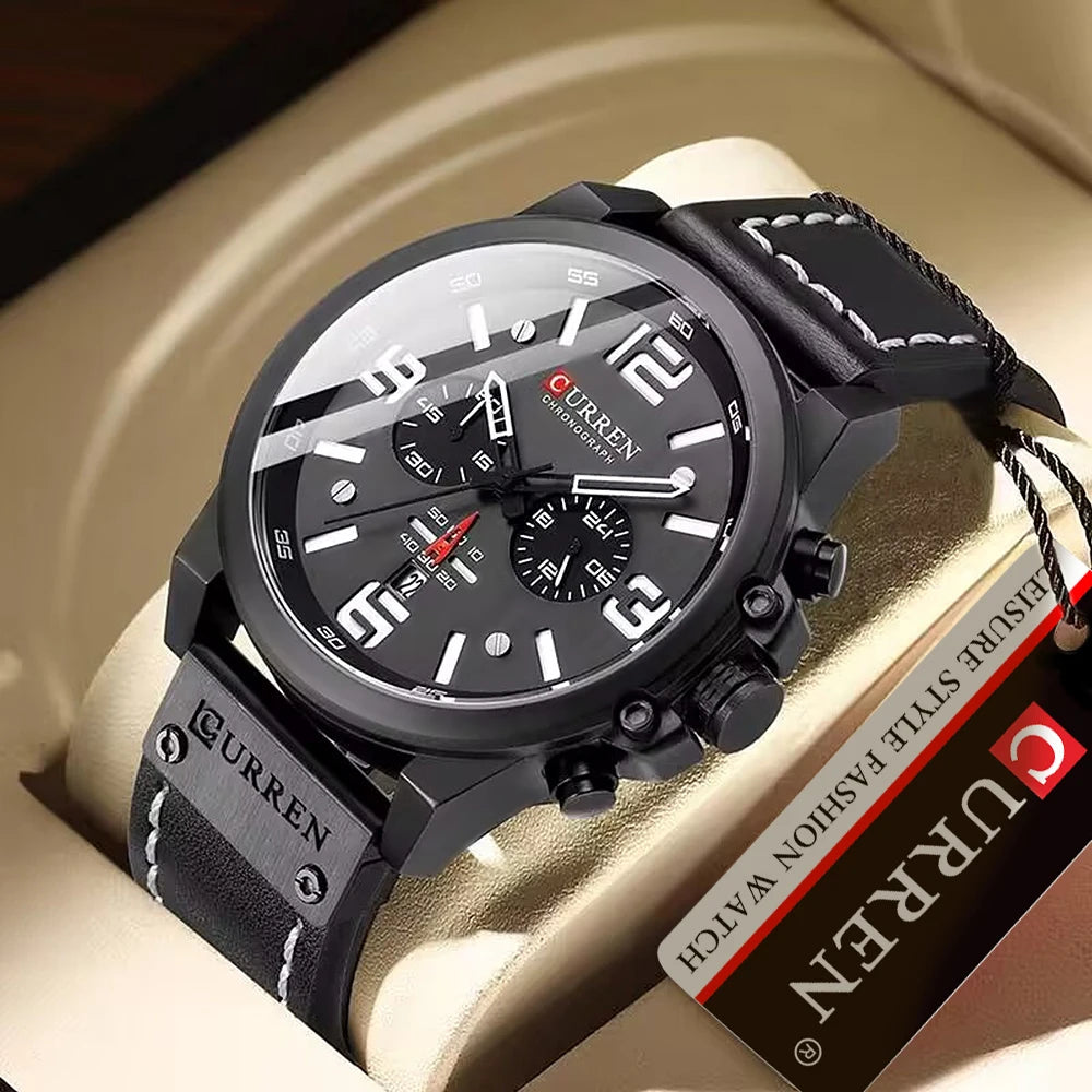 CURREN-Reloj analógico con correa de acero inoxidable para Hombre, accesorio de pulsera resistente al agua con cronógrafo, complemento masculino deportivo de marca de lujo con diseño moderno y estilo informal