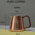 Jarra para Latte de cobre puro de 500ml, jarra para leche, ollas de agua, hervidores, martillo, vajilla artesanal para bebidas
