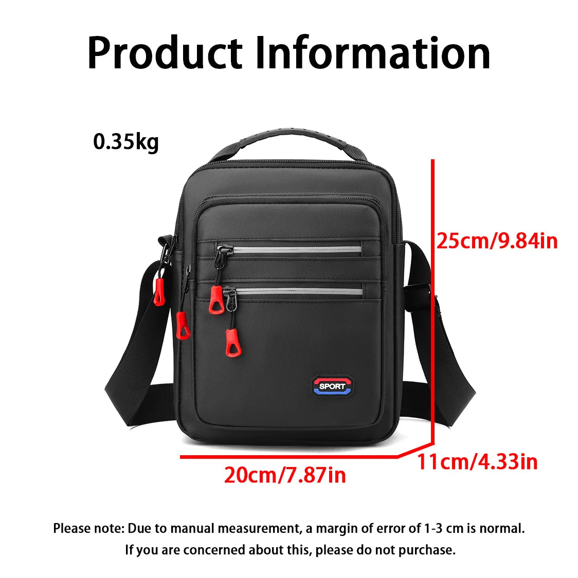 Bolso de hombro minimalista y elegante para hombre, bandolera con múltiples compartimentos de gran capacidad, bolso de hombro duradero para ir al trabajo