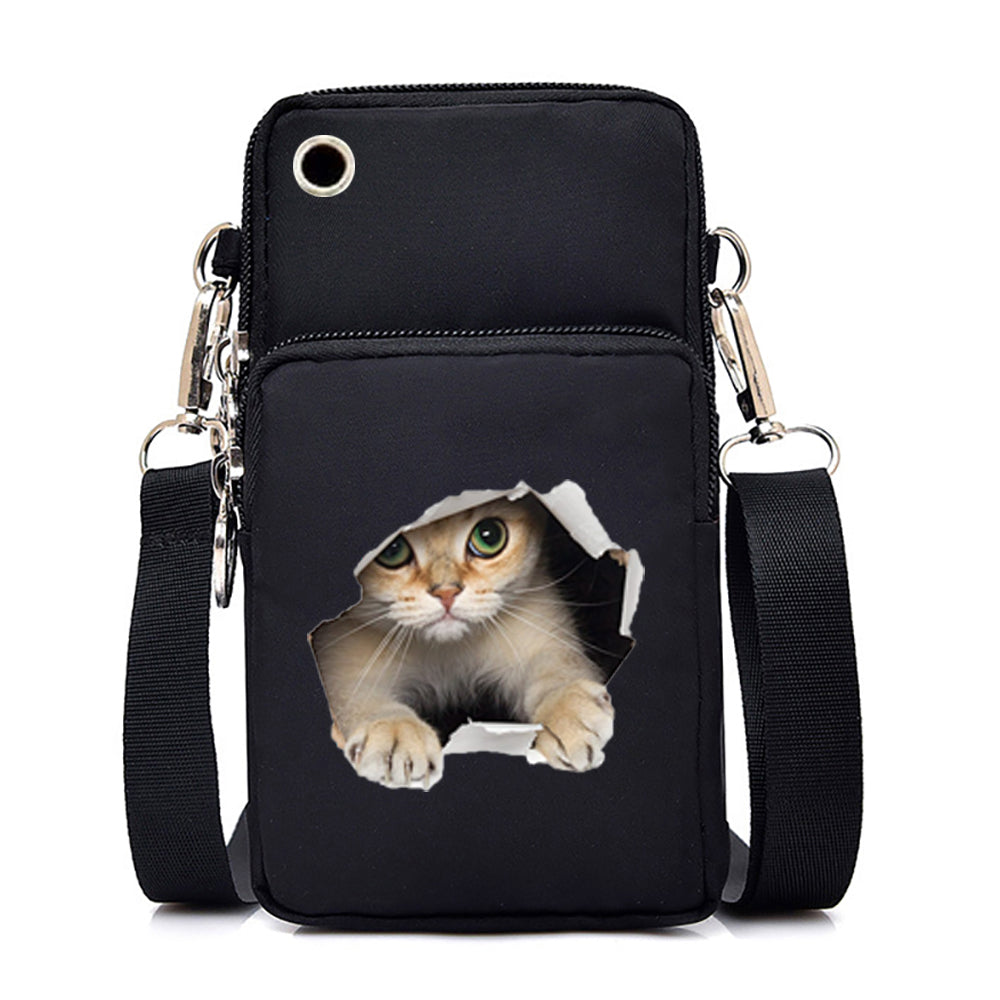 Bolsos cruzados pequeños con gráficos de gato para mujer, Mini bolso para teléfono móvil con animales Harajuku, bandolera para adolescentes, bolsos y bolsos para mujer
