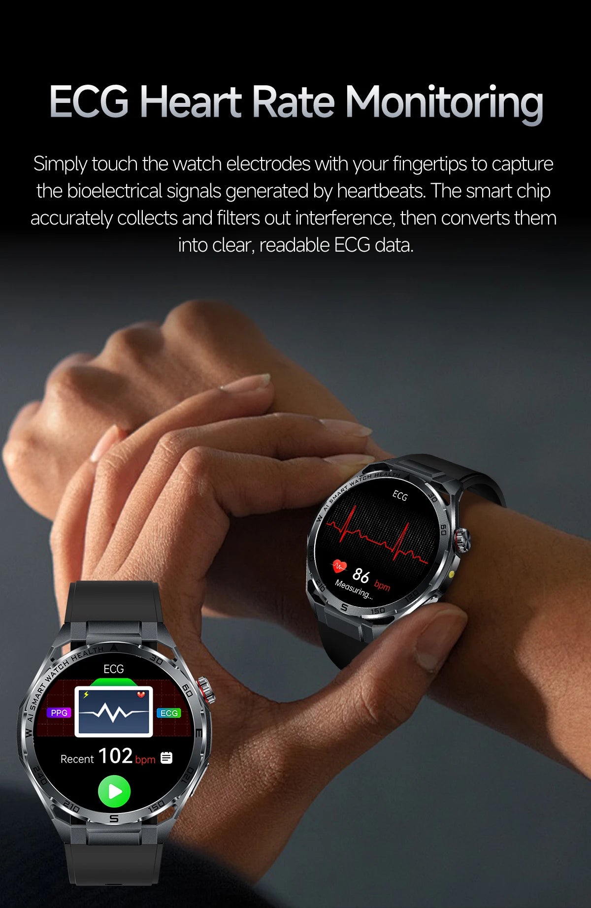 Nuevo Reloj Inteligente Médico con IA para Oxígeno en Sangre 2026, ECG Preciso, Ácido Úrico, Presión Arterial, Grasa Corporal, Fitness, Resistente al Agua