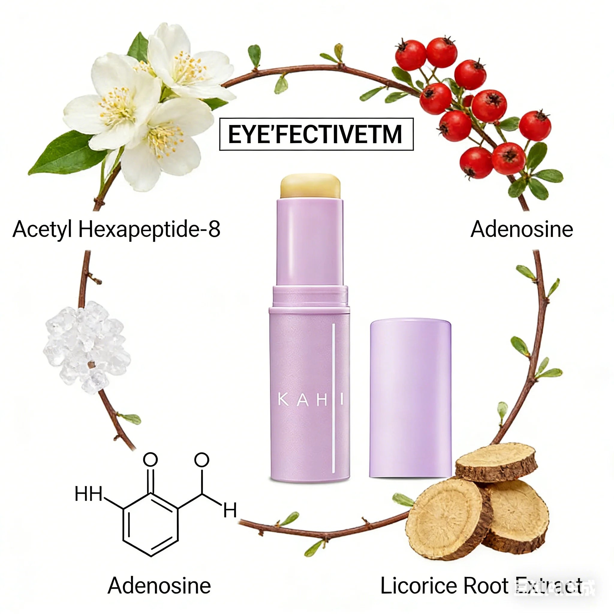 KAHI Bálsamo en Barra para Ojos con Acetil Hexapéptido 8, Reducción de Ojeras y Arrugas, Cuidado Anti-Hinchazón, Masajeador con Cabeza Metálica, Cuidado Facial Coreano