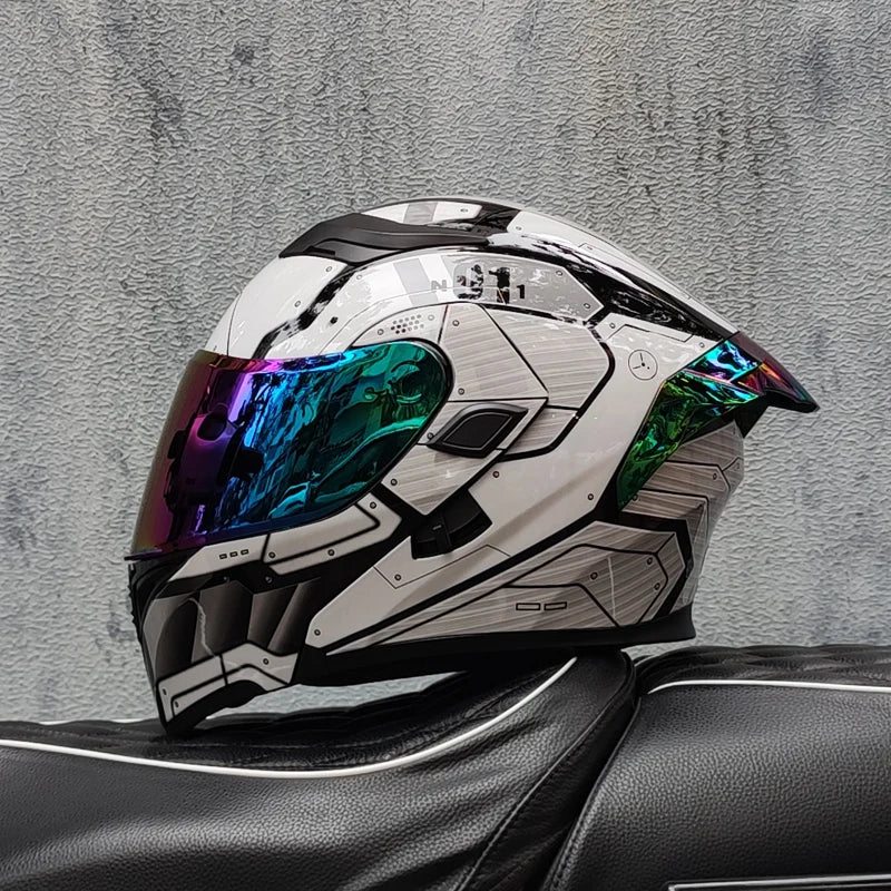 ORZ nueva calidad DOT doble lente Flip casco Abs cara completa motocicleta todoterreno casco de carreras de motos ala trasera personalizada