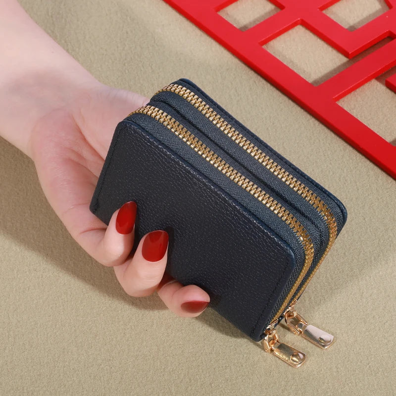 Cartera corta con cierre transparente para mujer Patrón de lichi Monaiea-cartera con múltiples ranuras para tarjetas, gran capacidad, a la moda