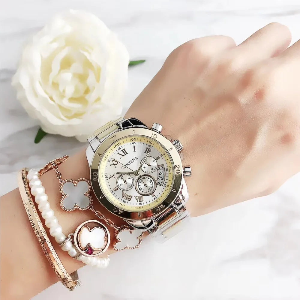 CONTENA Top Brand Luxury Watches for Women Fashion Creative Steel Bracelet Women's Watches Ladies Quartz Watch Reloj Mujer