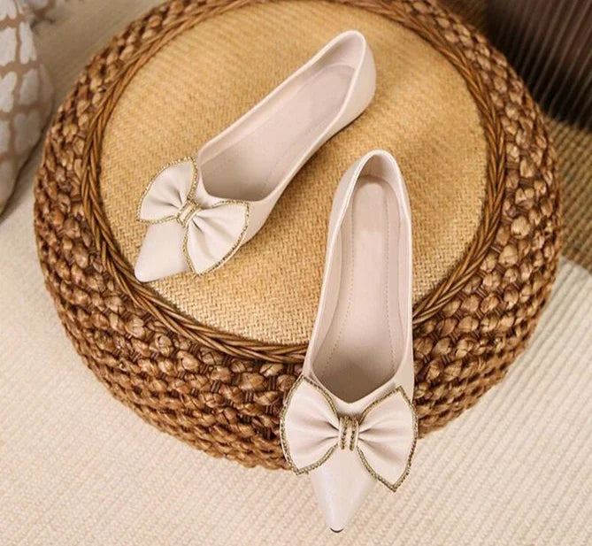 Zapatos planos con punta puntiaguda y lazo para mujer, calzado de oficina con tacón en promoción, estilo coreano, Popular, para vacaciones, Social, calzado para mujer joven