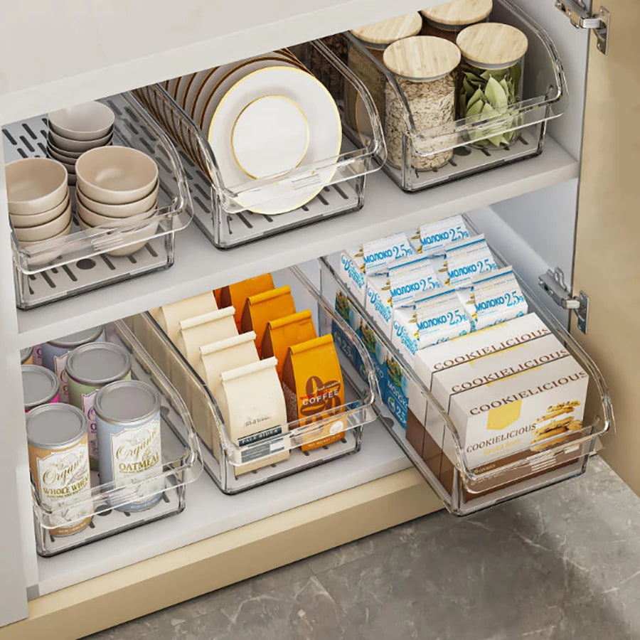 Aesthetic Clear Fridge & Pantry Organizer Bins