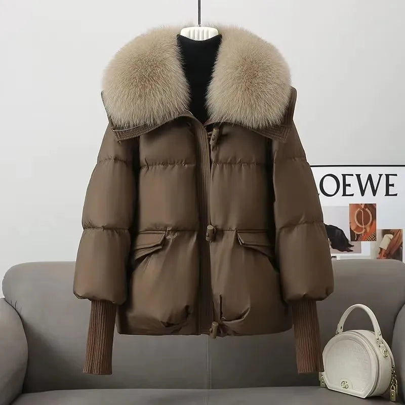 Women's Winter Parka, Korean Version Casual Coat, Women's Outerwear, Thick Temperament, Large Fur Collar, Women's Cotton Jacket 2025