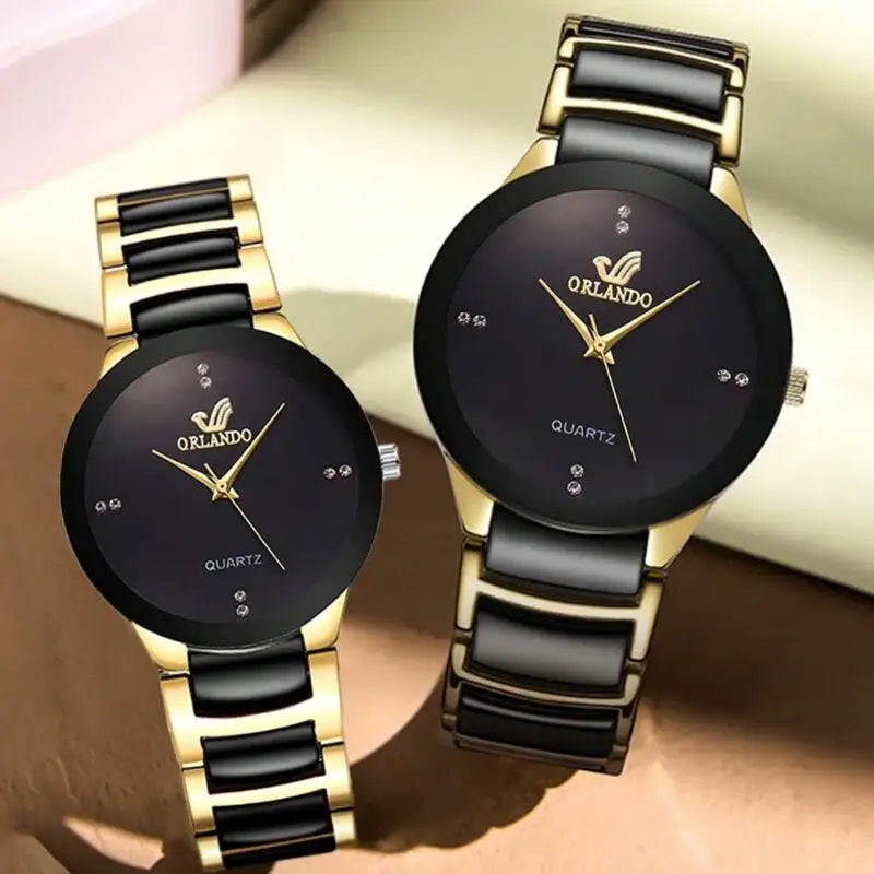 ORLANDO, relojes de lujo para hombre, recién llegado, reloj de pulsera de acero de cuarzo dorado y negro, reloj exquisito Masculino, reloj de moda