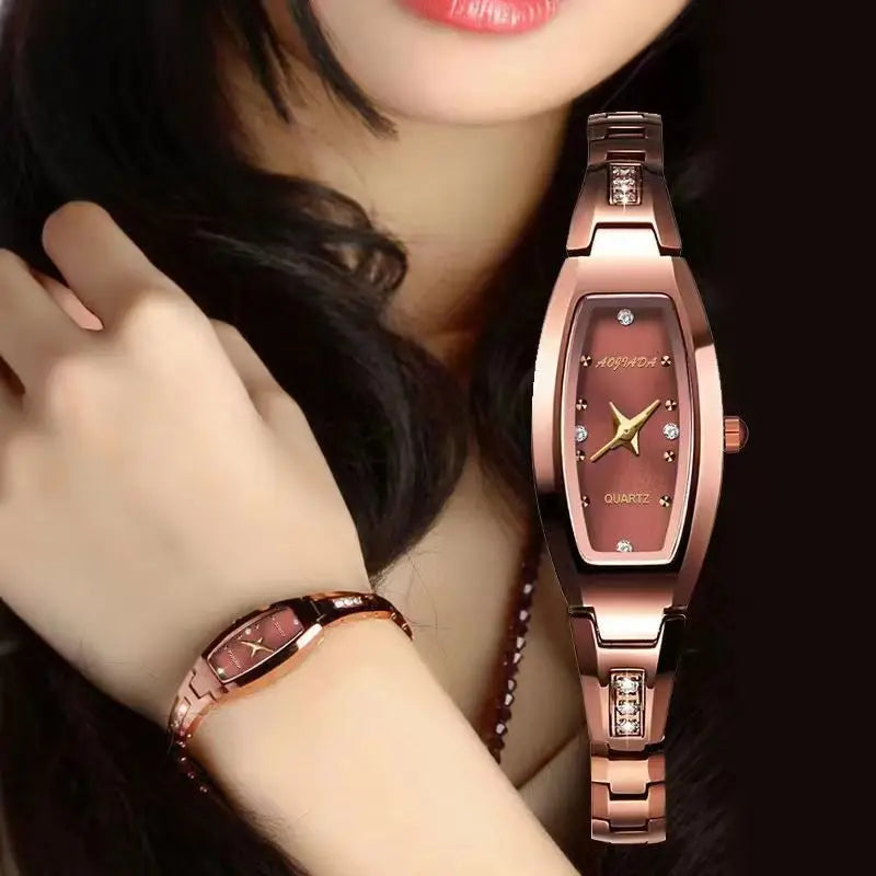 Watch for Women Small Ladies Wristwatches Golden Retro Vintage Steel Bracelet Watch Black Quartz Wristwatches Reloj Mujer