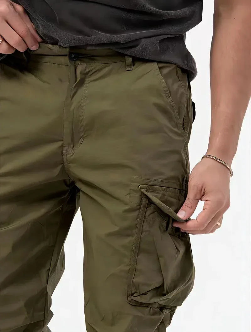 Pantalones Cargo para hombre, pantalón largo, cintura alta, Simple, con cremallera, empalme, rectos, informales, bolsillos regulares, liso, Otoño Invierno 2024
