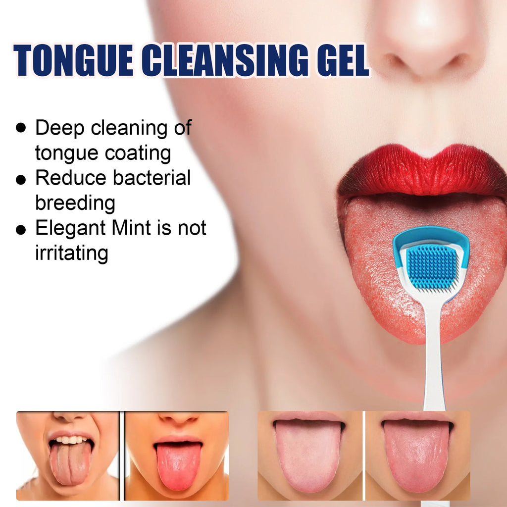 Gel Limpiador de Lengua EELHOE con Cepillo – Menta y Pera, Higiene Bucal Profunda