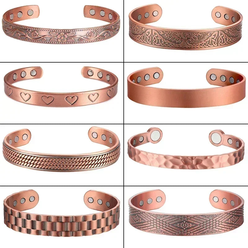 Pulsera magnética de cobre puro para hombres, imanes ajustables para artritis, brazalete para mujeres, terapia, brazaletes de energía para la salud, triangulación de envíos/al por mayor