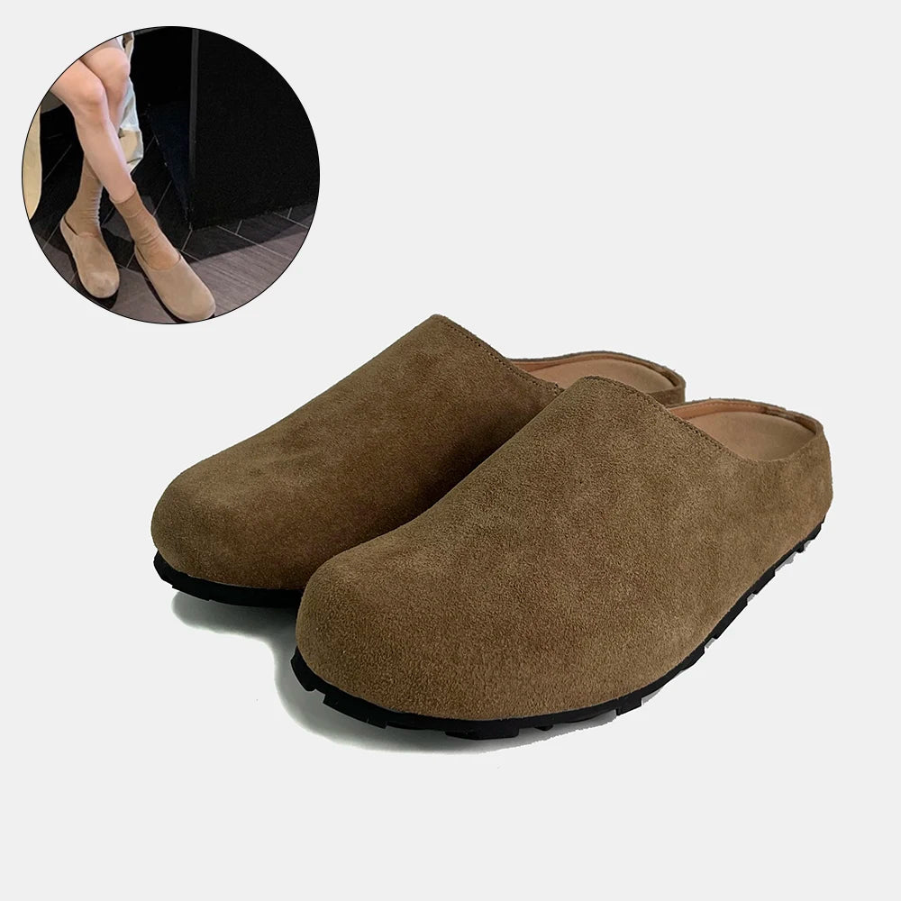 Zapatillas Cuero de vaca natural Cómodo Zapatilla de mujer clásica de marca de alta calidad