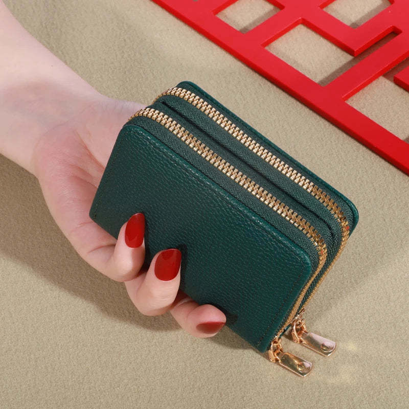 Cartera corta con cierre transparente para mujer Patrón de lichi Monaiea-cartera con múltiples ranuras para tarjetas, gran capacidad, a la moda