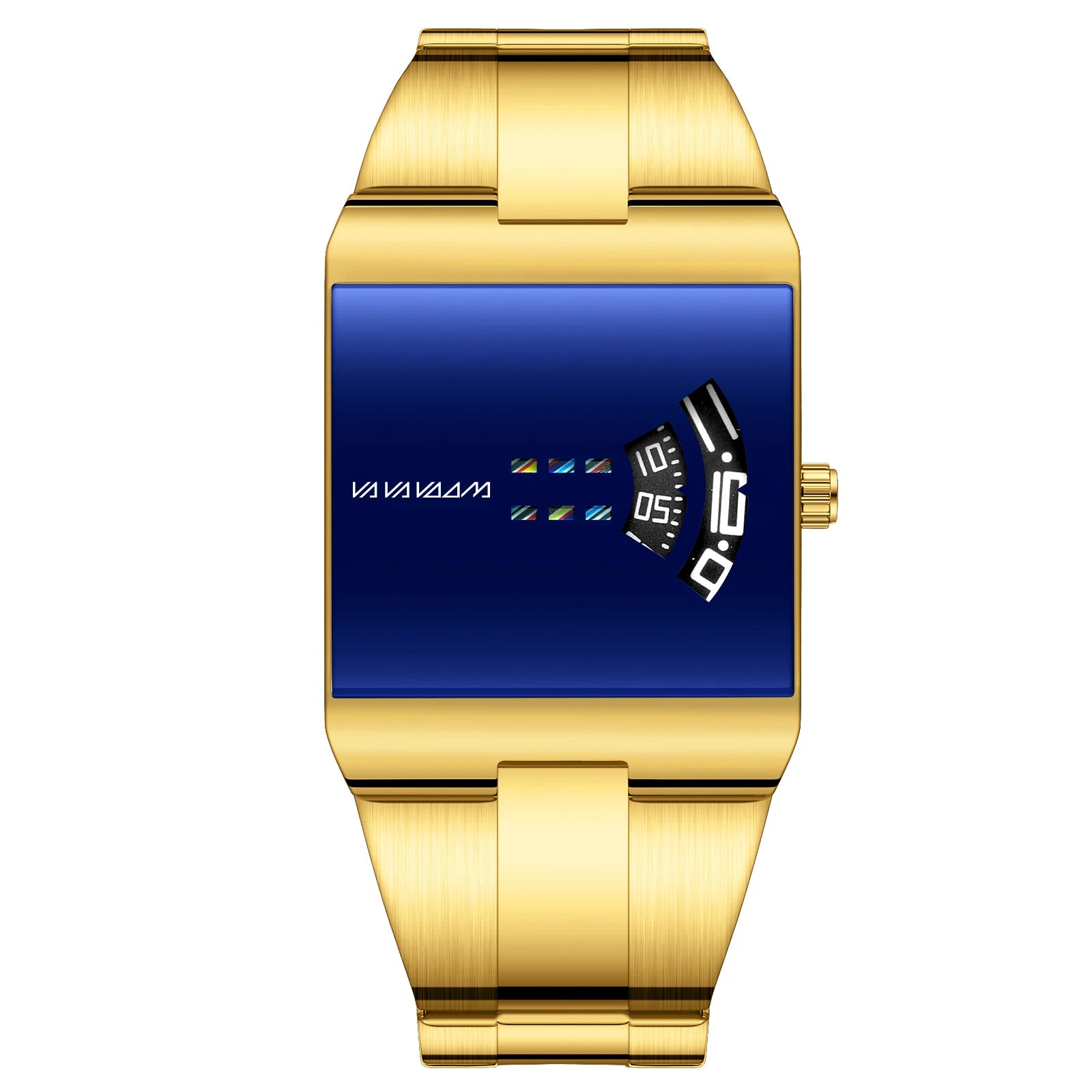 Reloj de cuarzo cuadrado clásico VA VA VOOM con esfera dorada creativa, diseño de moda para hombre, reloj de acero de superficie de gran venta para hombre.